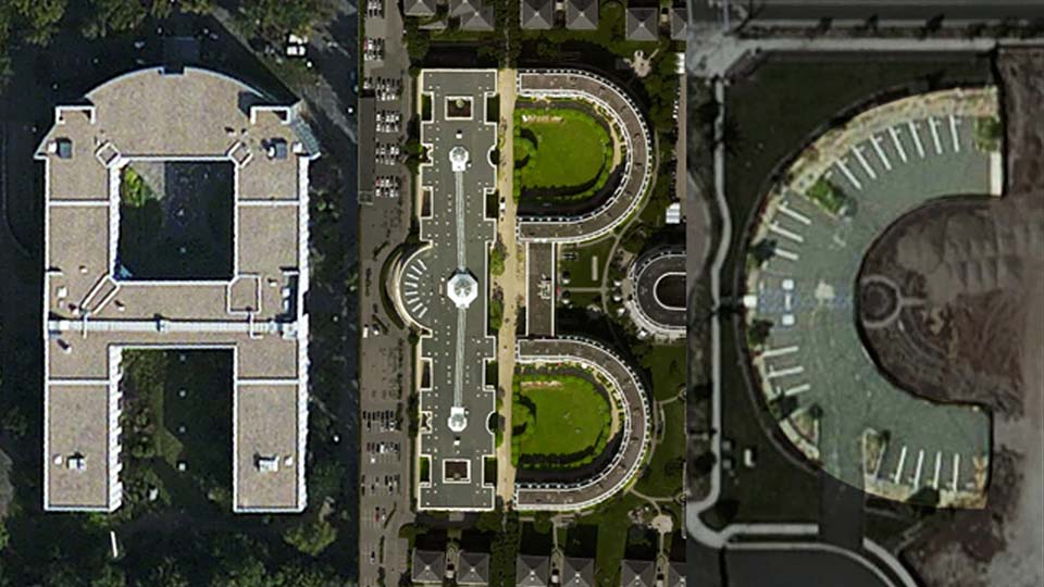 Aerial Bold is a typeface made from letterforms found in satellite images. Image credit: Benedikt Gross and Joey Lee