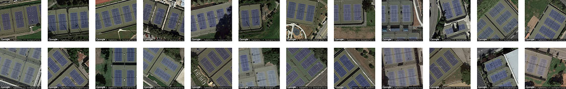 Purple tennis courts in the San Francisco metro region, identified by Terrapattern